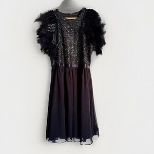 Bbonlinedress Women’s Sequin Feathered Dress Sz 2XL Fairy Dark Romance Cocktail